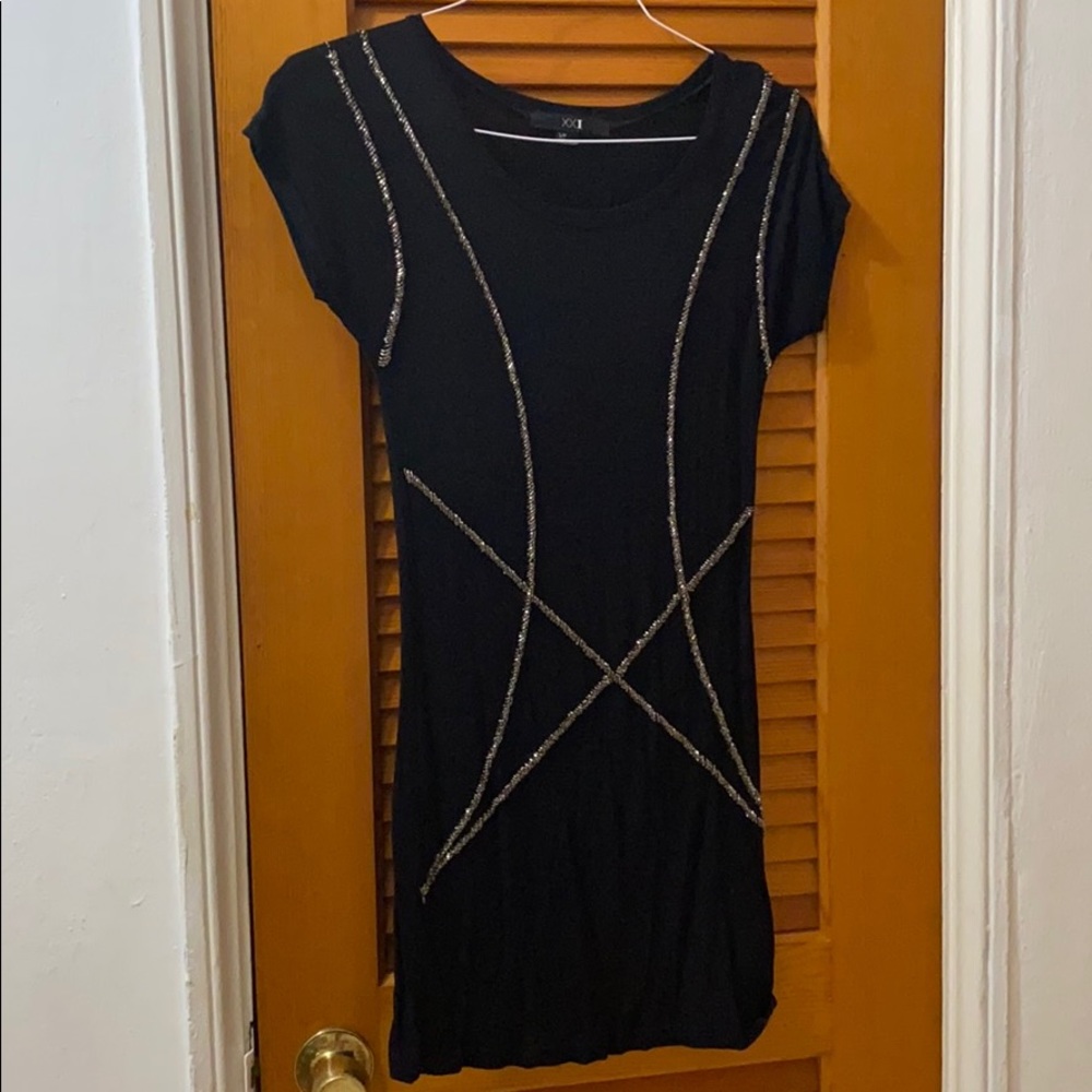 Cute black dress with gunmetal beaded design